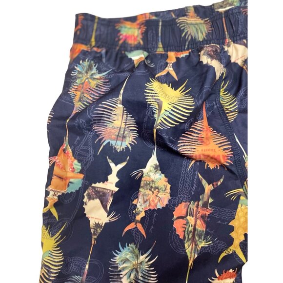Old Navy Mens Swim Trunks Suit Tropical Print Size M Hawaiian Six 10/11 16" x - Picture 2 of 7